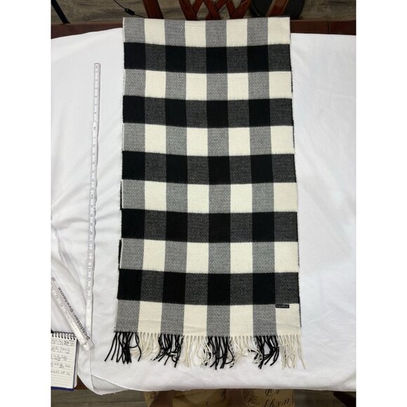 Fraas Cashmink Colorblock Scarf Fringe Black Gray - Picture 3 of 5